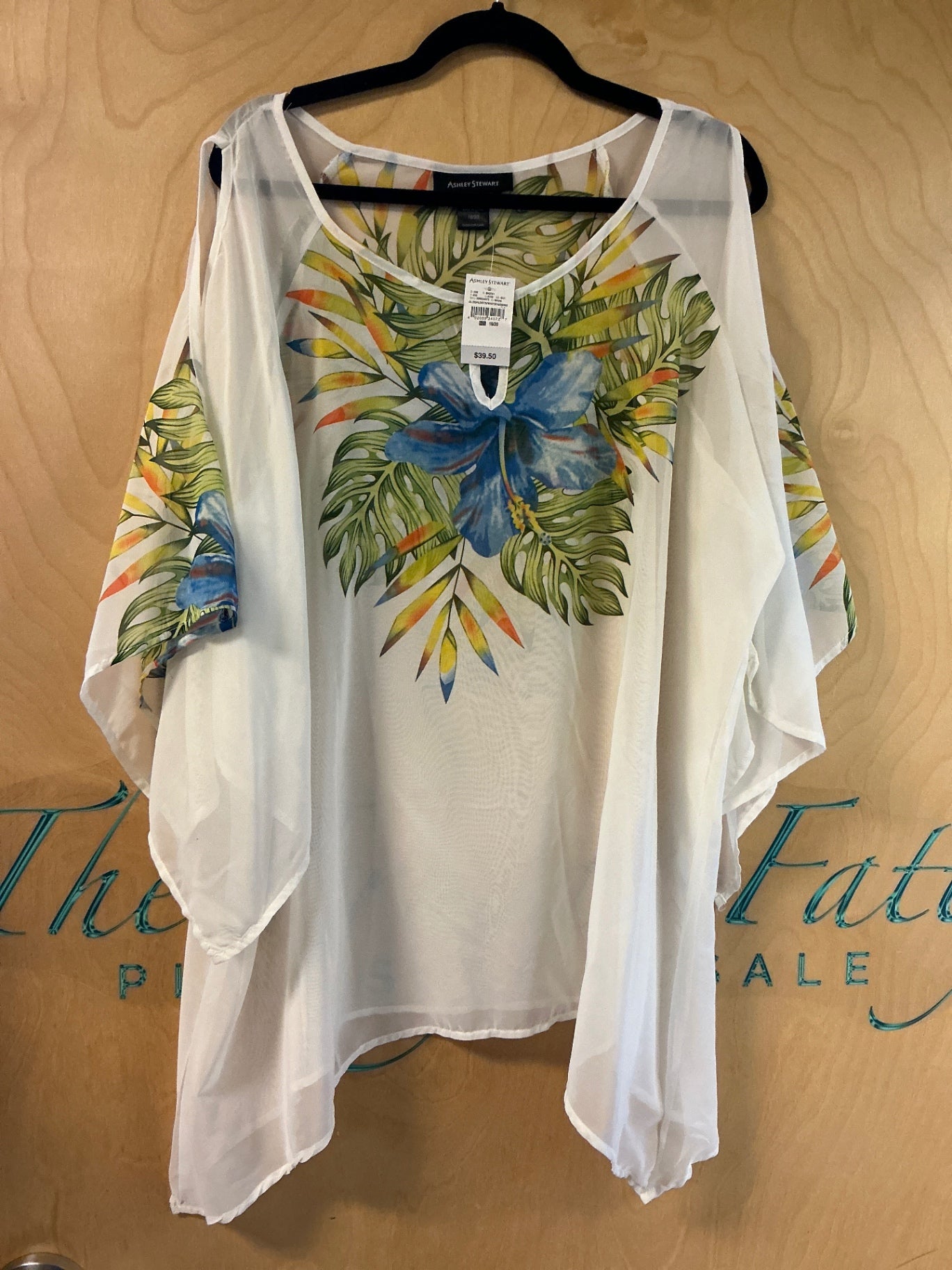 Ashley Stewart Blouse - White with multicolor floral print - 18/20 NWT