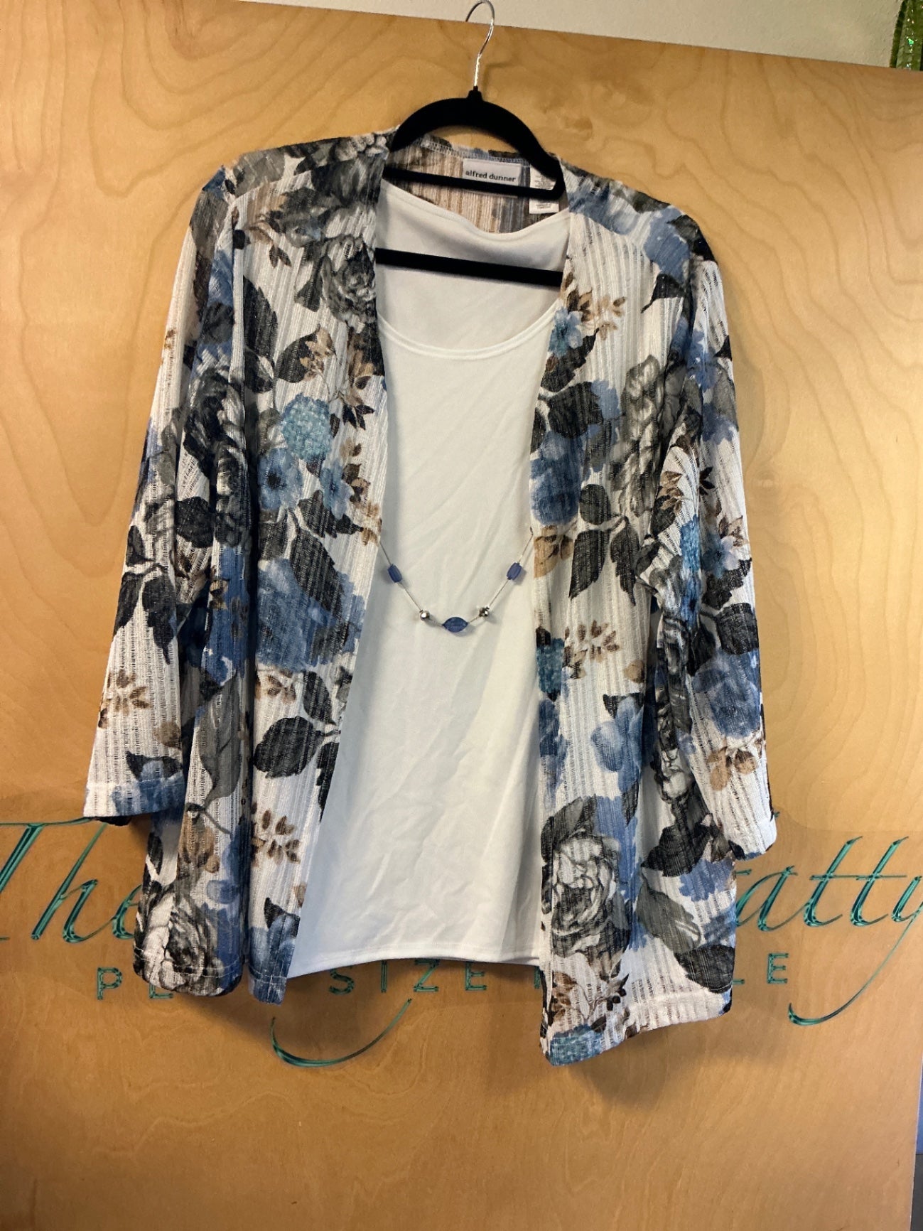 alfred dunner Layered Tunic Top - Multicolor (Primarily Blue, Black, Brown, and White) - 1X